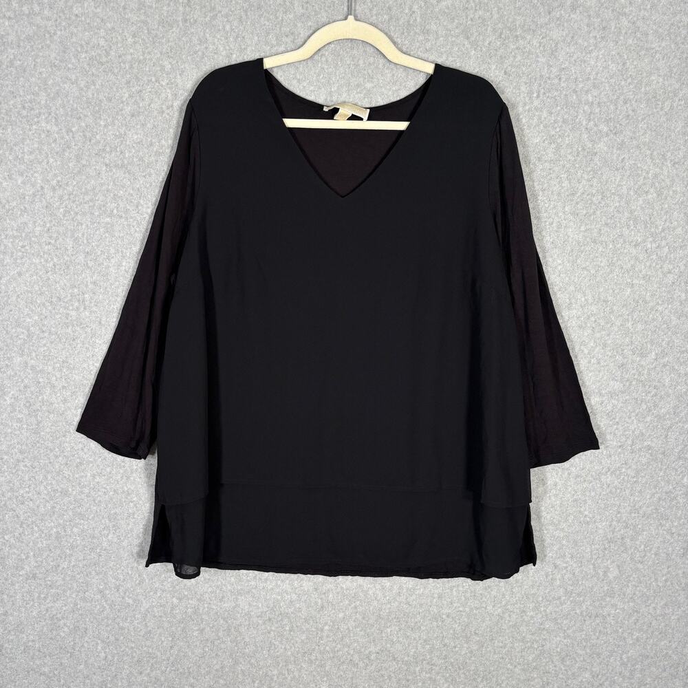 Michael Kors Tunic Top 1X Sheer Stretch Layered Tiered Lagenlook Minimal Artsy